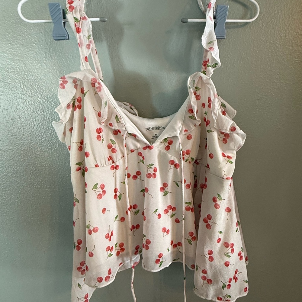 Wild Fable White Cherry Print Blouse
